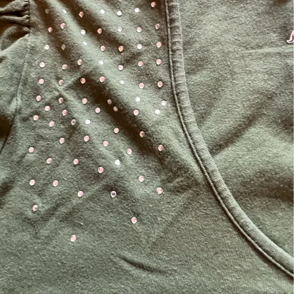 LA Blues Green with Rhinestone Short Sleeve Women’s Plus Top - Picture 4 of 4